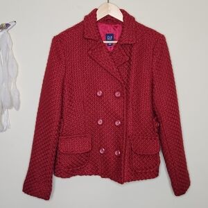 GAP Vintage Tweed Pea Coat in Vibrant Red • Sz 8